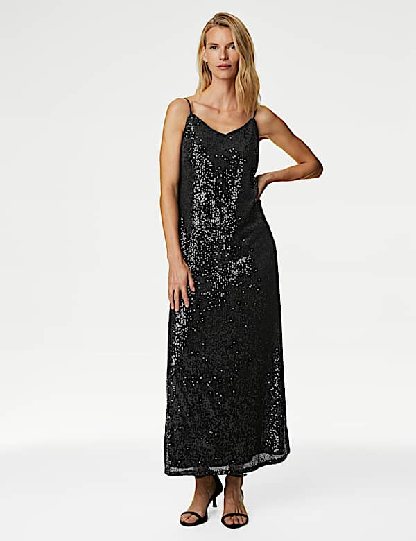 Sequin V-Neck Midaxi Cami Dress