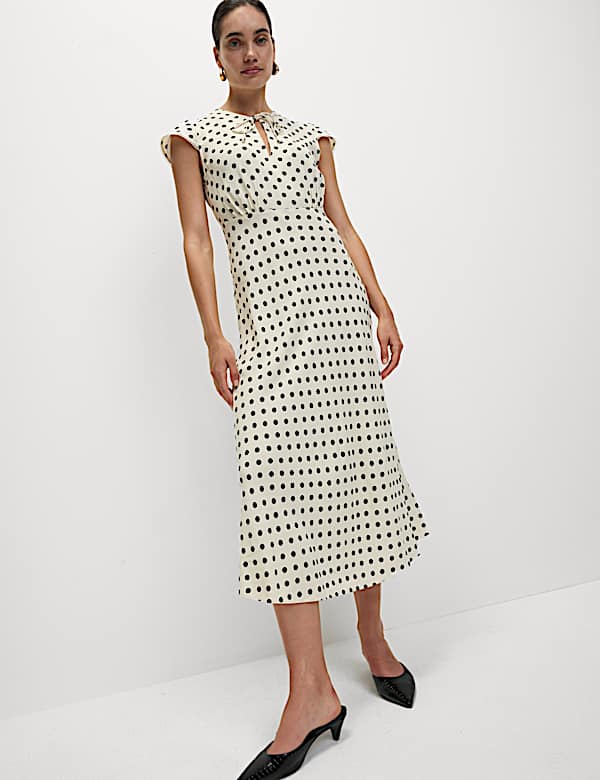 Floral Tie Neck Midaxi Tea Dress