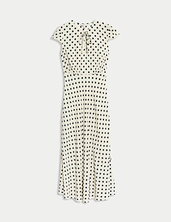 Floral Tie Neck Midaxi Tea Dress - FR