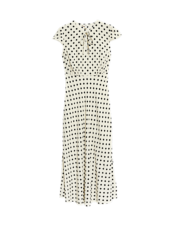 Floral Tie Neck Midaxi Tea Dress