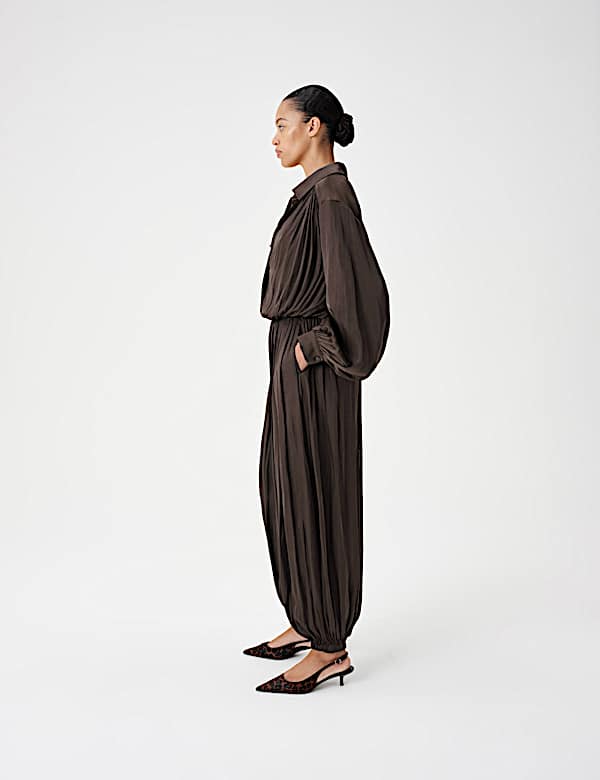 Pleated Satin Jumpsuit - AT