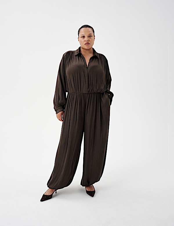 Pleated Satin Jumpsuit - AT