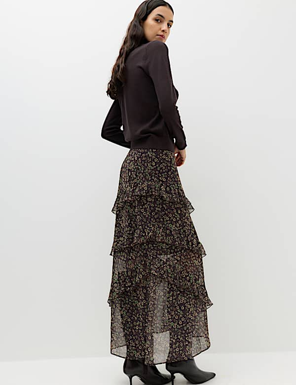 Floral Midi Tiered Skirt - CH