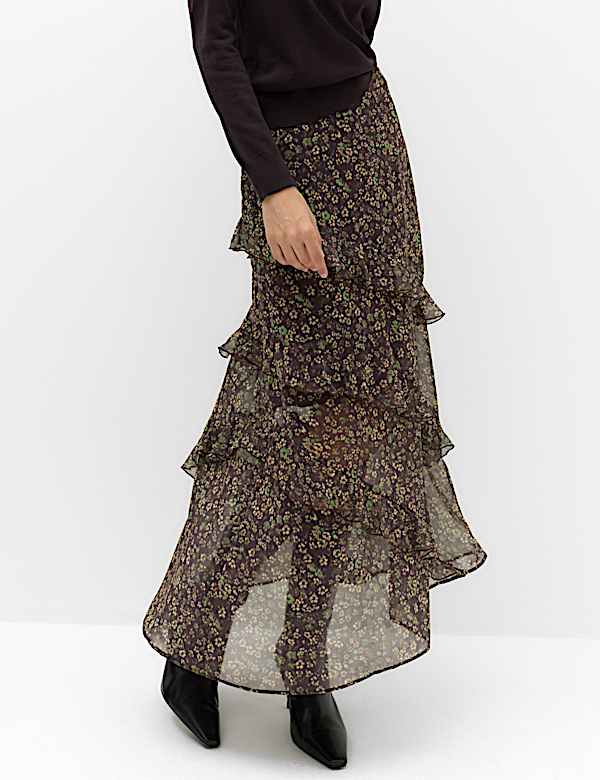 Floral Midi Tiered Skirt - CH