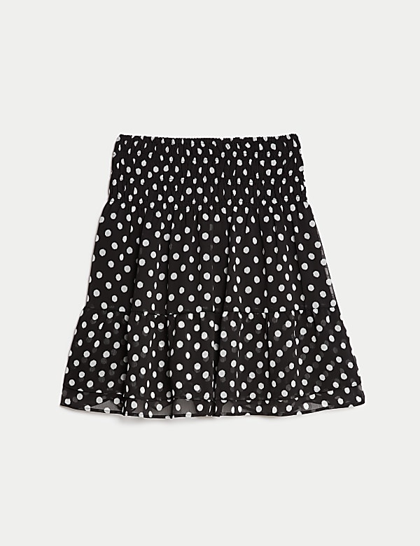 Chiffon Pleated Mini Skater Skirt BLACK MIX Skirts M S FI