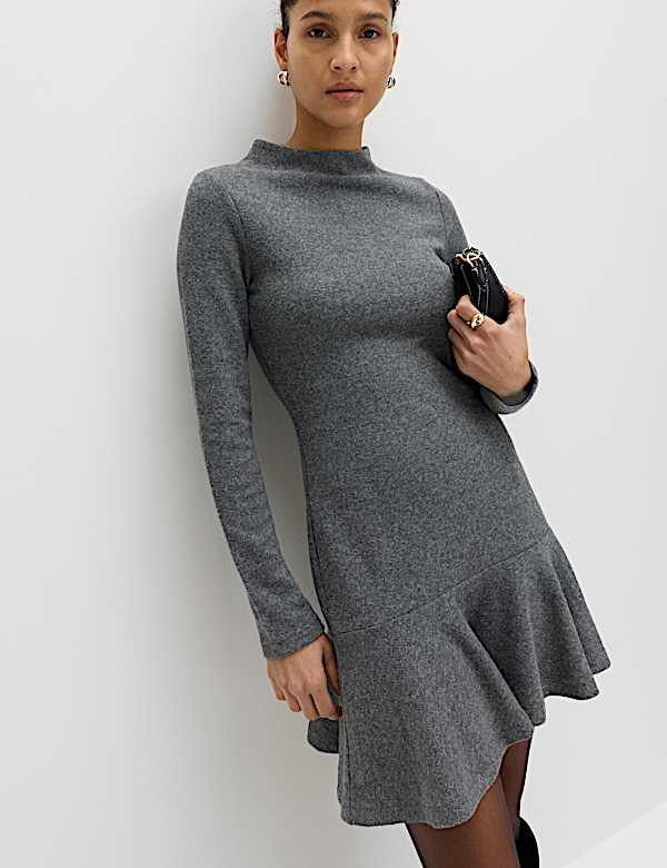 ワンピース THEREDTHREAD S suit bow dress mini grey Clothing – Dresses – French Grey Fitted Mini Dress with Voluminous