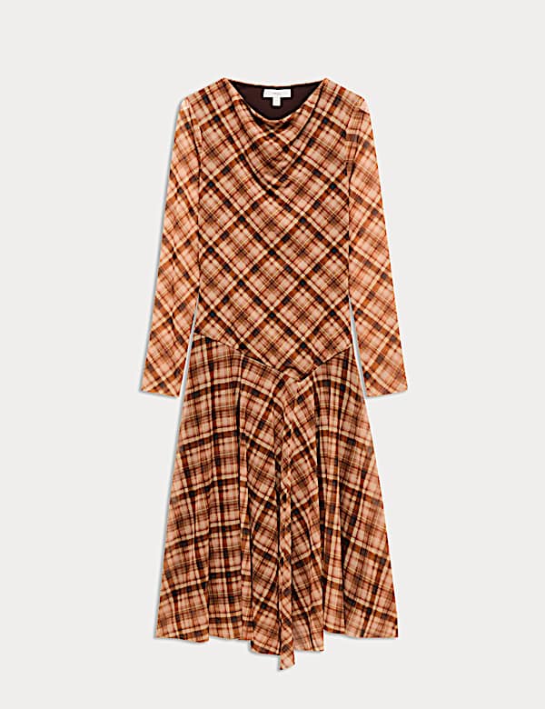 Printed Cowl Neck Midaxi Skater Dress - CZ