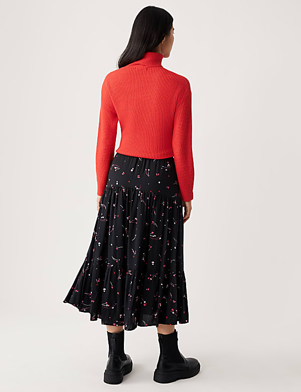 Printed Midaxi Tiered Skirt