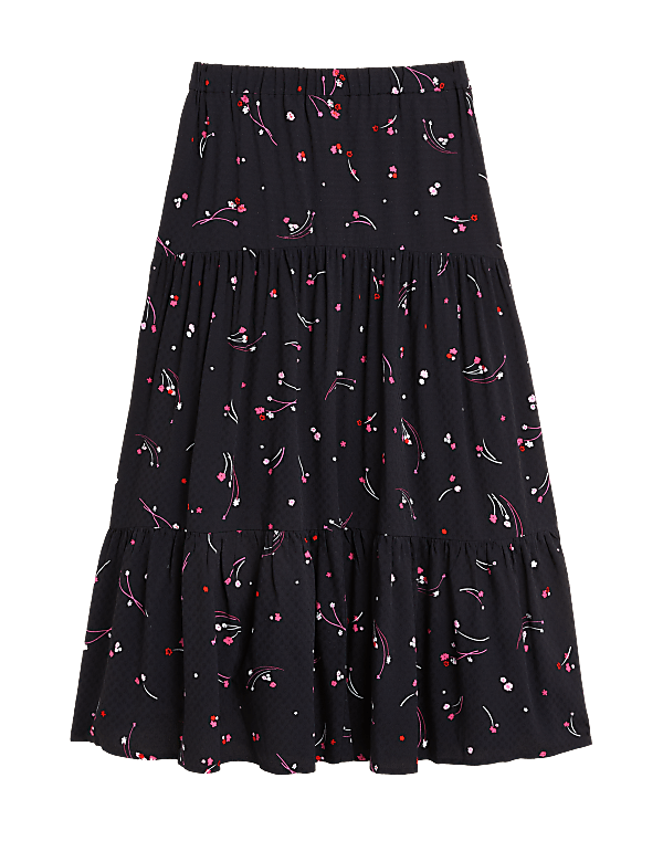 Printed Midaxi Tiered Skirt