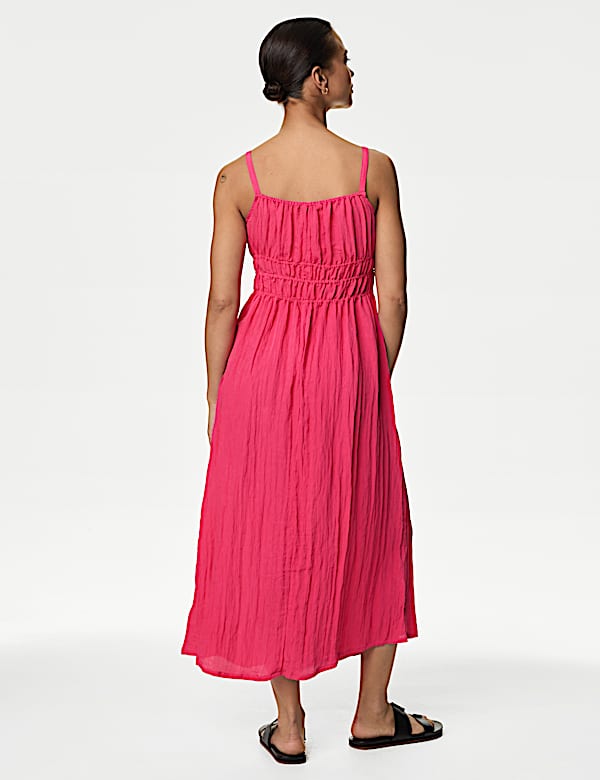 Crinkle Smocked Cami Midi Slip Dress