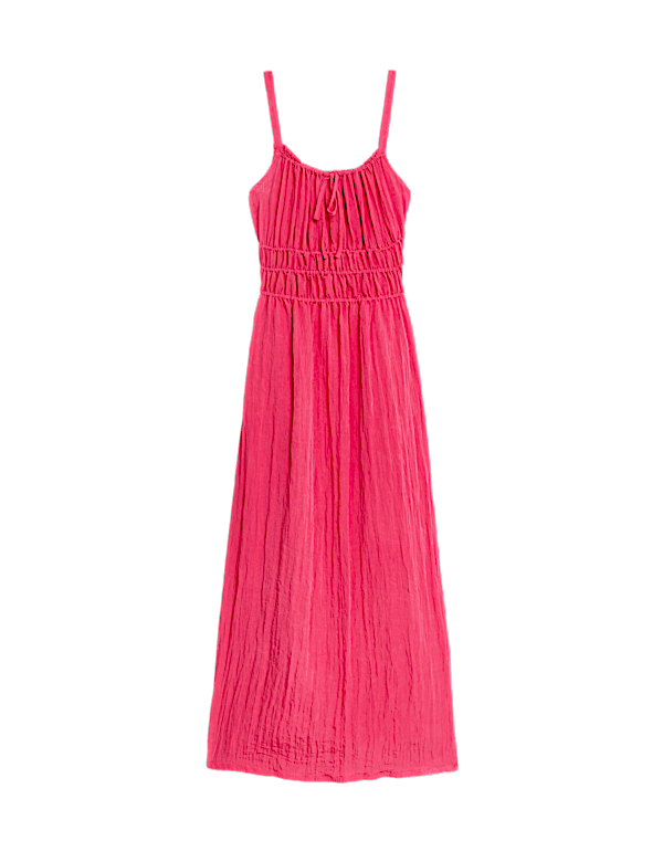 Crinkle Smocked Cami Midi Slip Dress