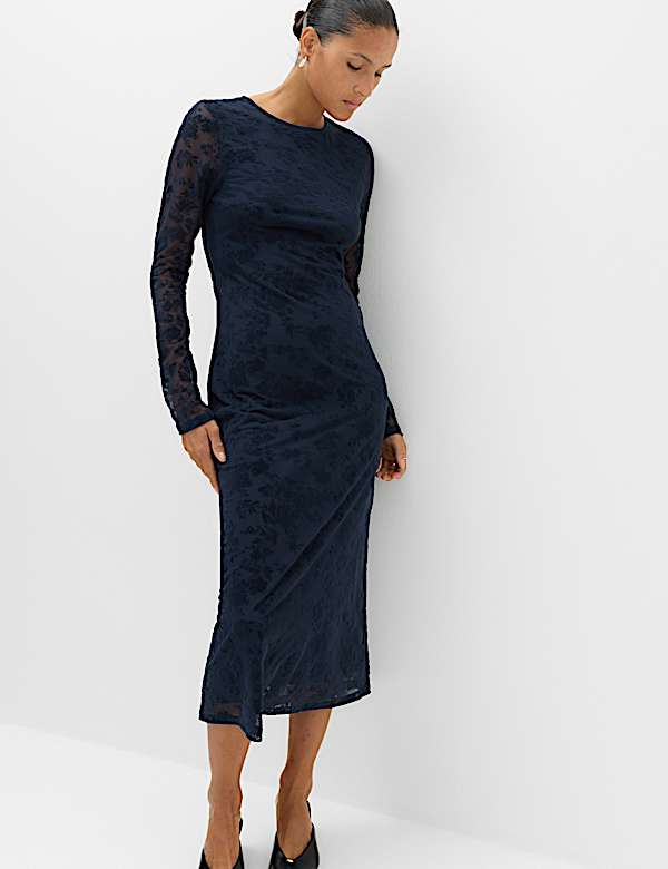 Jersey Flora Flockedl Midaxi Column Dress