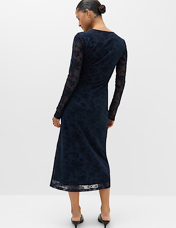 Jersey Flora Flockedl Midaxi Column Dress - NZ
