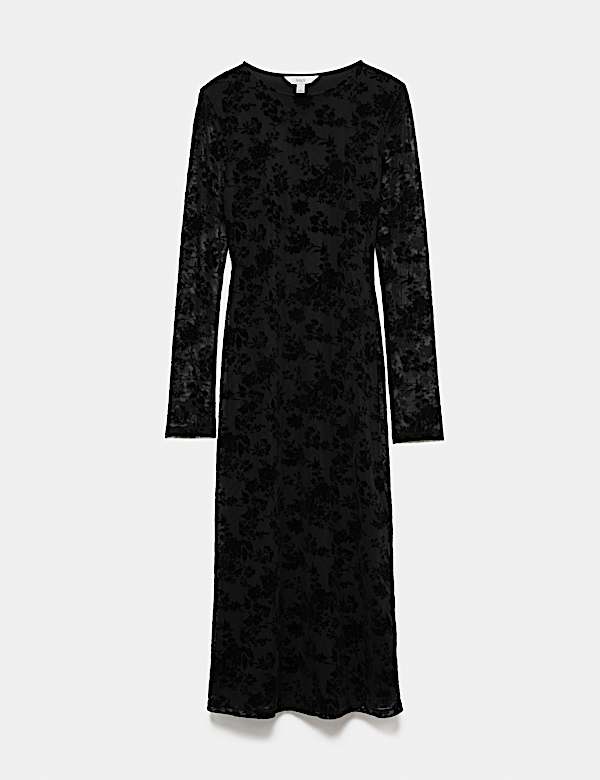Jersey Flora Flockedl Midaxi Column Dress - IL