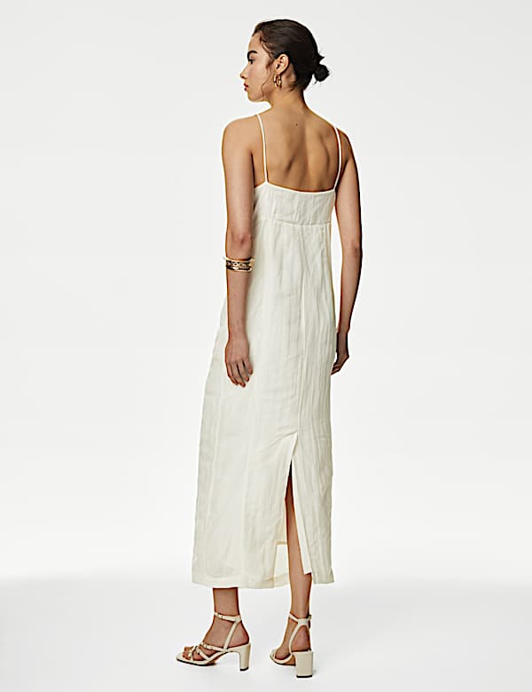 Linen Blend Embellished Midaxi Column Dress