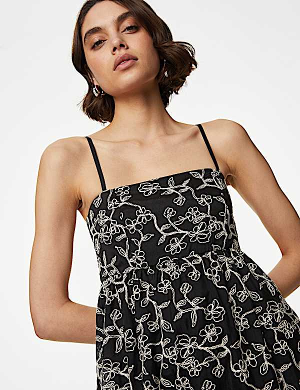 Lace Square Neck Midaxi Waisted Dress