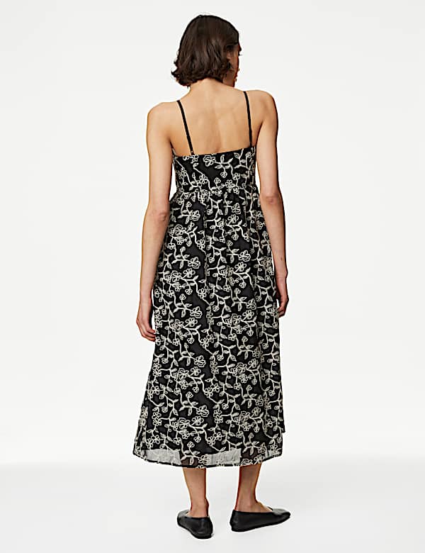 Lace Square Neck Midaxi Waisted Dress