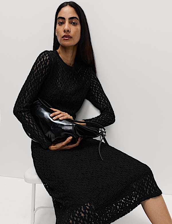 Jersey Knitted Lace Midaxi Dress