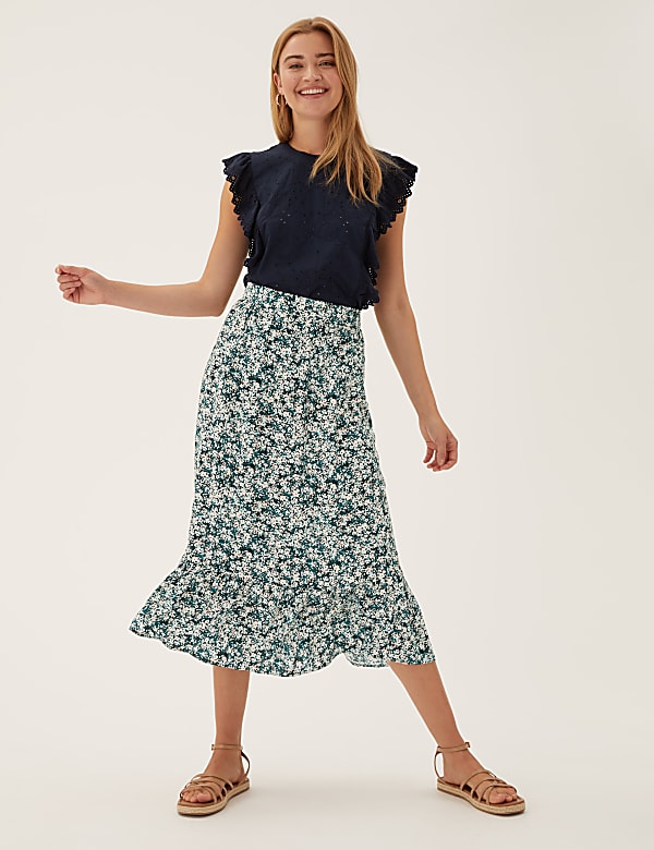 Floral Midaxi Tiered Skirt