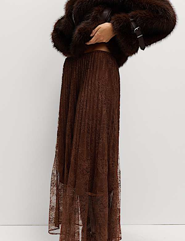 Lace Pleated Midaxi Skirt - DK