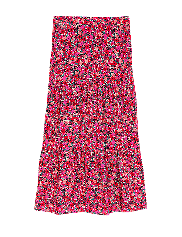 Printed Midaxi Tiered Skirt