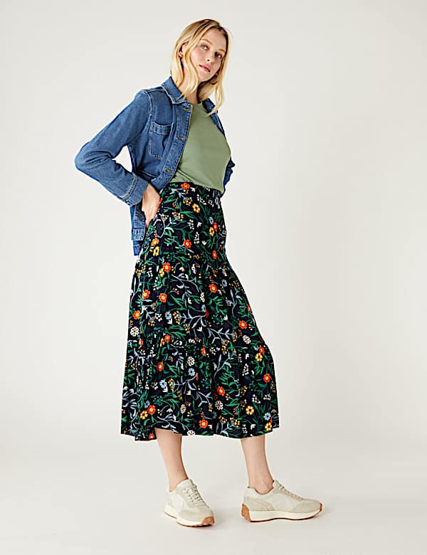 Printed Midaxi Tiered Skirt