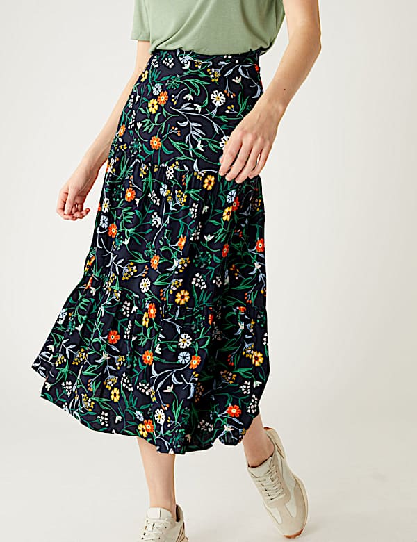 Printed Midaxi Tiered Skirt