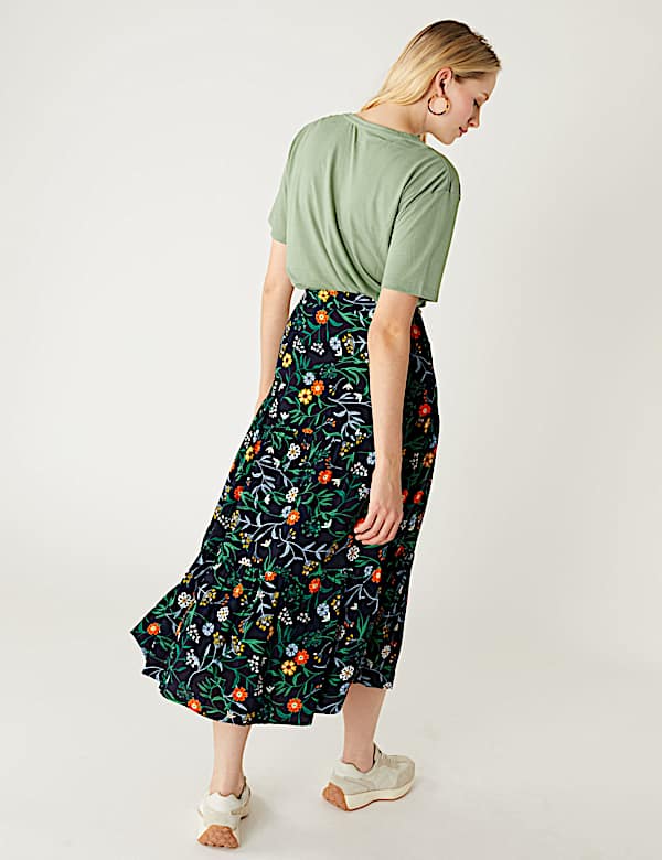 Printed Midaxi Tiered Skirt