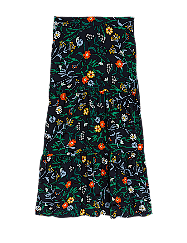 Printed Midaxi Tiered Skirt