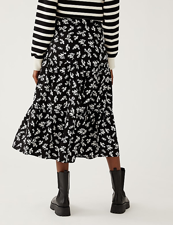 Printed Midaxi Tiered Skirt