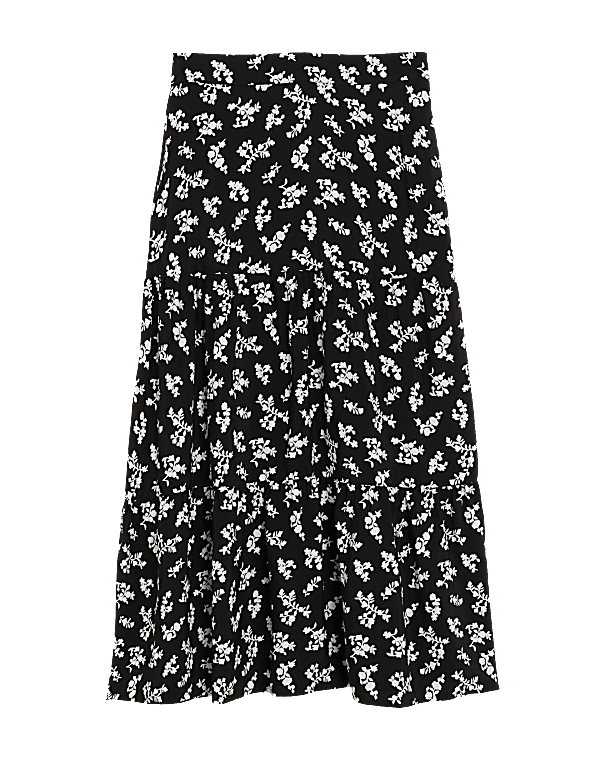 Printed Midaxi Tiered Skirt