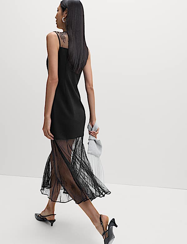 Robe midaxi en dentelle transparente - FR