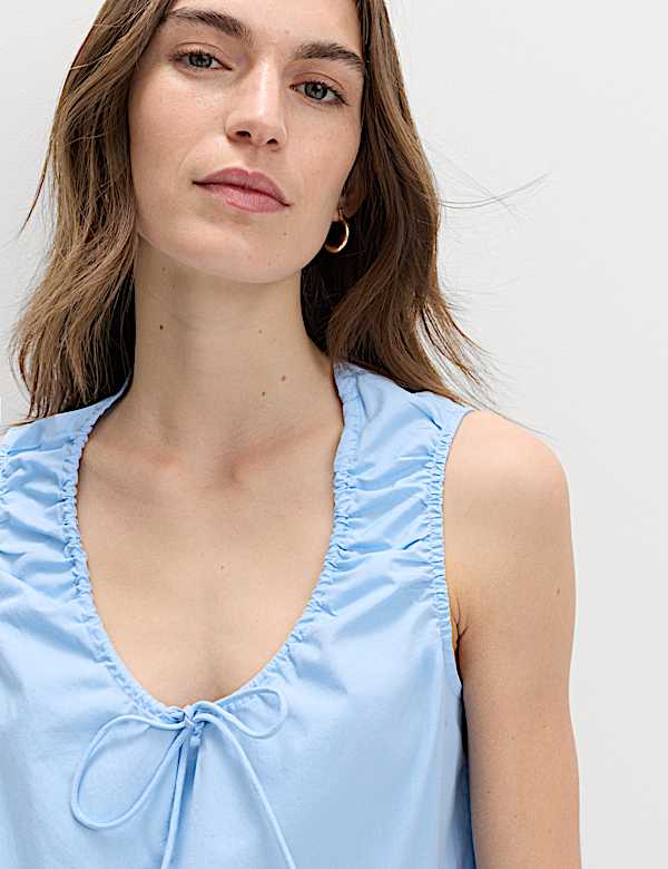 Pure Cotton Tie Detail Mini Tiered Dress - LV