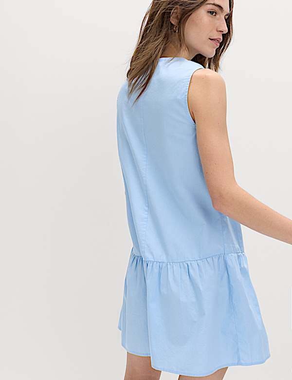 Pure Cotton Tie Detail Mini Tiered Dress - LV