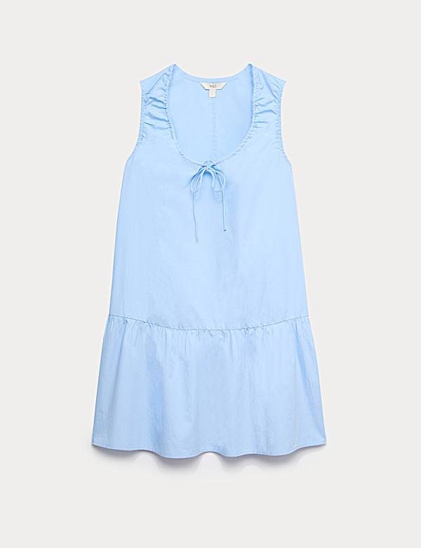 Pure Cotton Tie Detail Mini Tiered Dress - LV