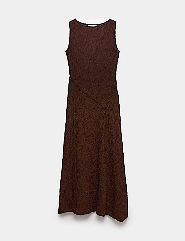 Robe coupe droite midaxi en coton textur&eacute; - FR