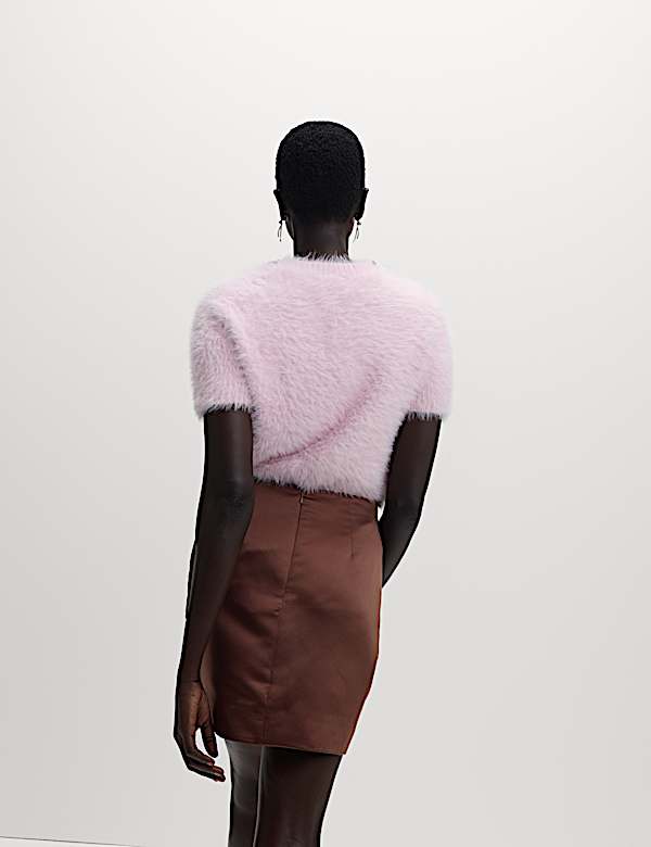 Satin Embellished Mini A-Line Skirt - LU