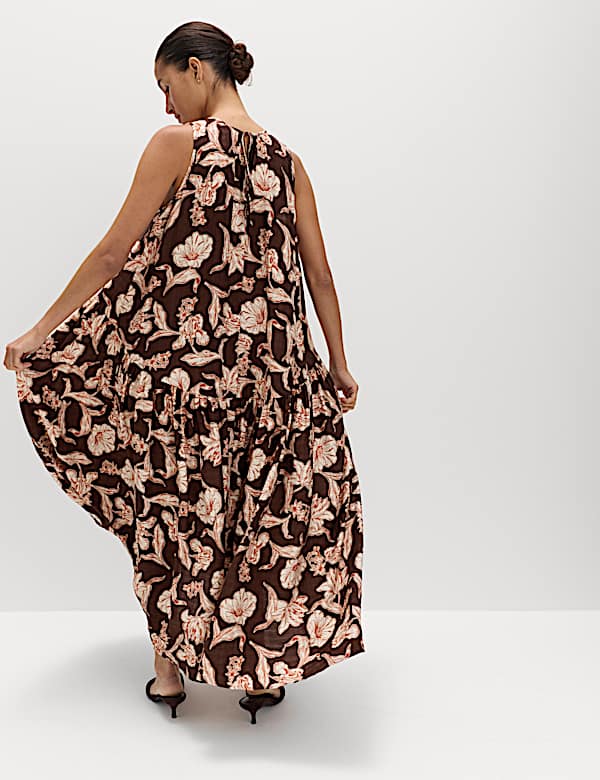 Floral Relaxed Maxi Waisted Dress