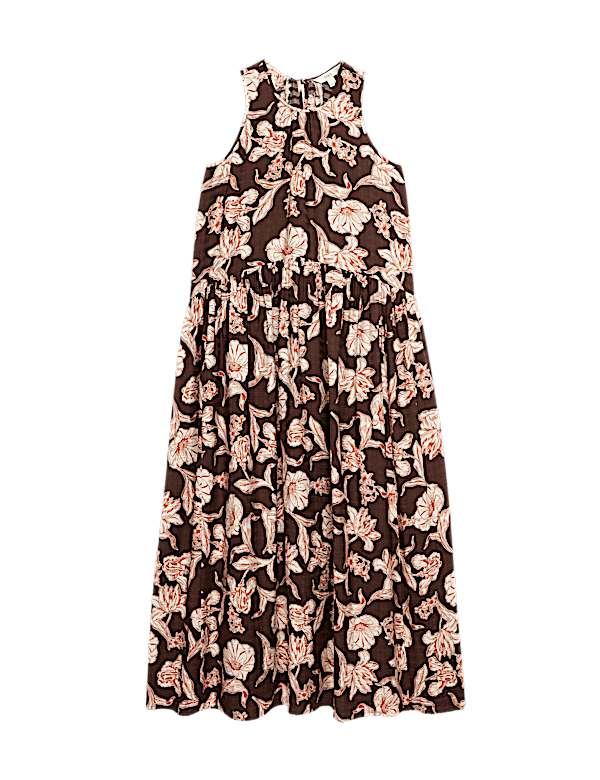 Floral Relaxed Maxi Waisted Dress