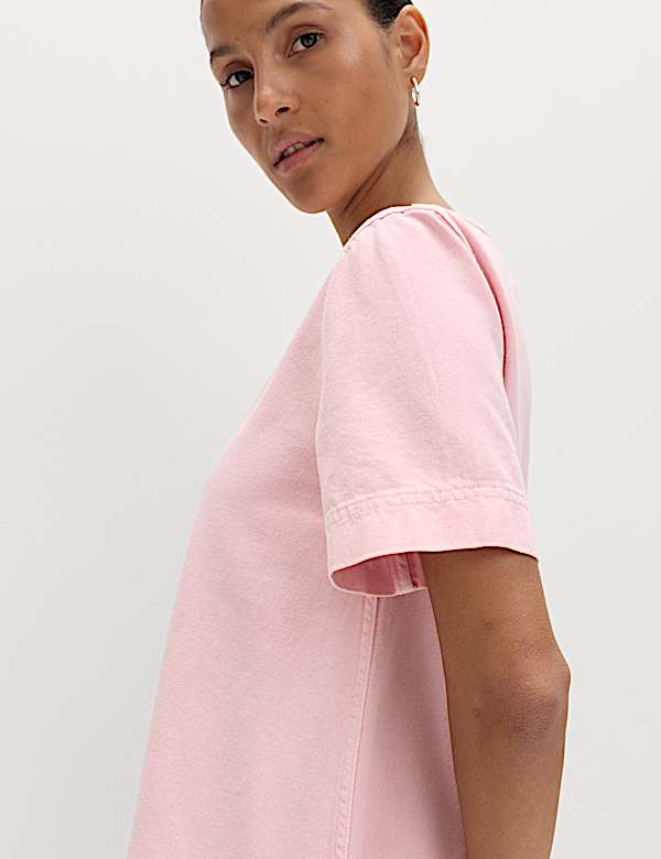 שמלת ג'ינס טי-שירט באורך מיני מכותנה טהורה - IL