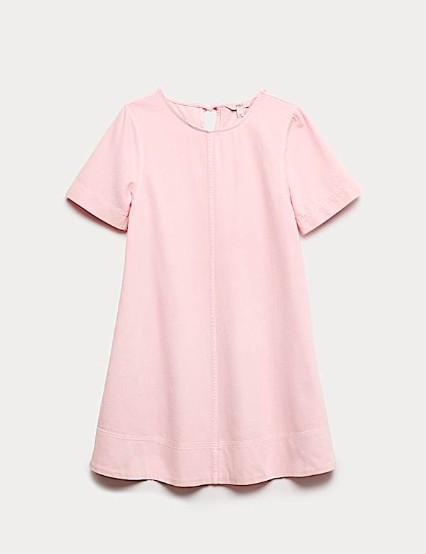 Pure Cotton Denim Mini T-Shirt Dress - GR