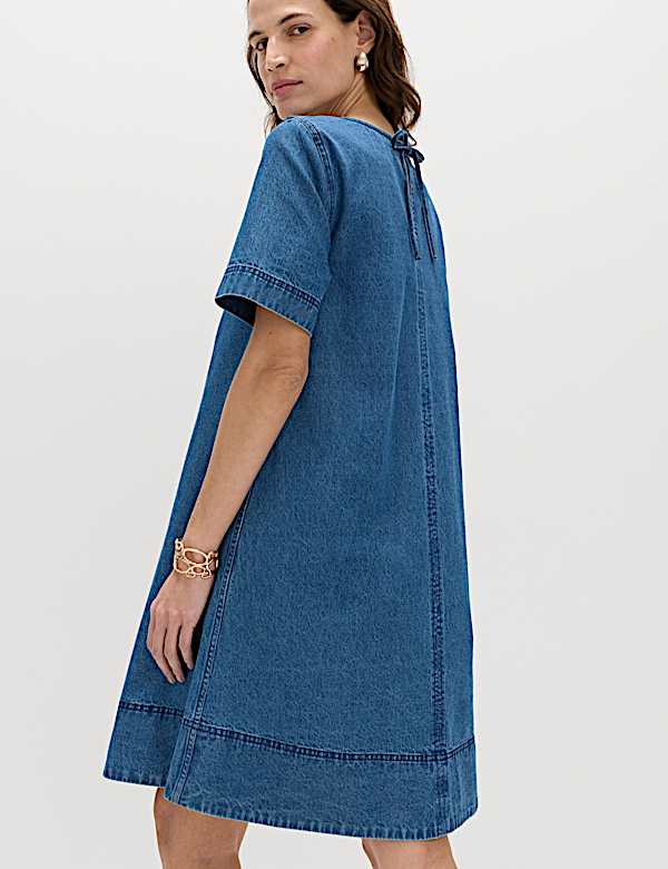Pure Cotton Denim Mini T-Shirt Dress - IS