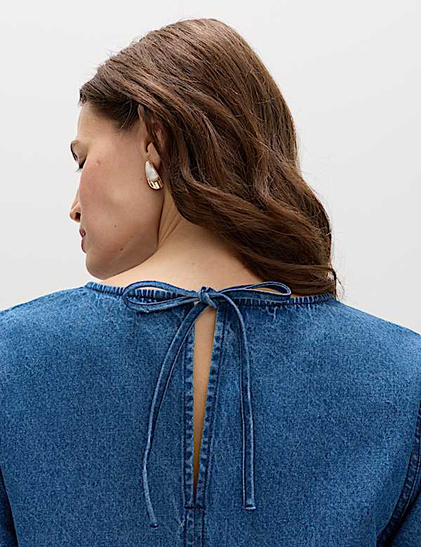 Pure Cotton Denim Mini T-Shirt Dress - IS