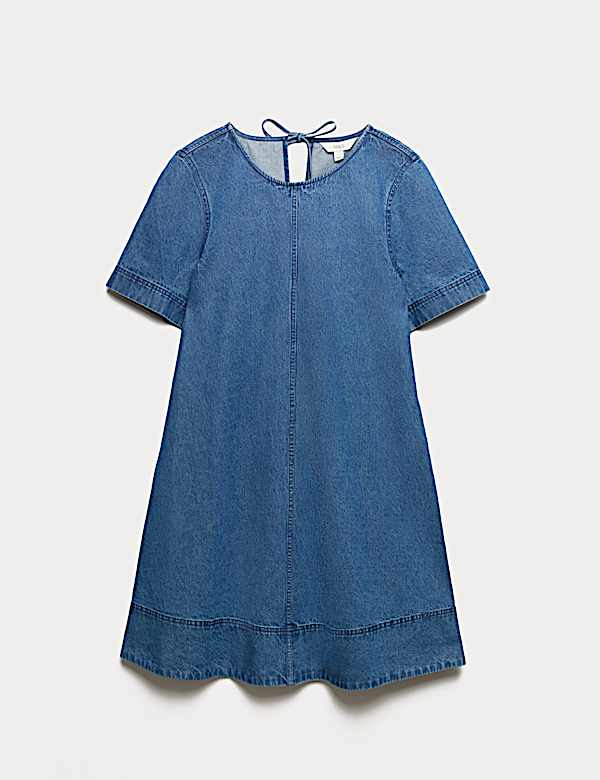 Pure Cotton Denim Mini T-Shirt Dress - IS