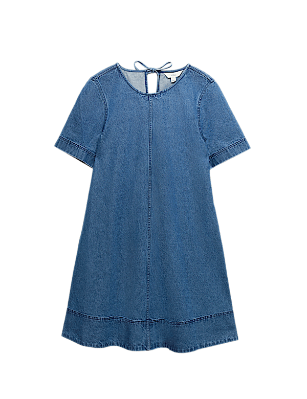 Pure Cotton Denim Mini T-Shirt Dress