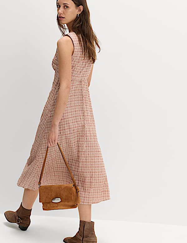 Vestido midi texturizado de algod&oacute;n texturizado - US