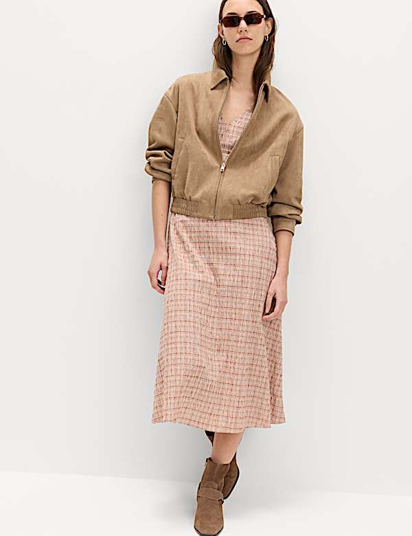 Vestido midi texturizado de algod&oacute;n texturizado - US