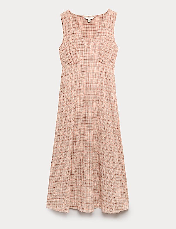 Vestido midi texturizado de algod&oacute;n texturizado - US