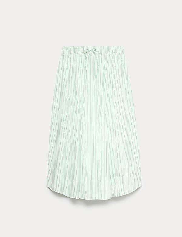 Pure Cotton Striped Midi Circle Skirt - JE