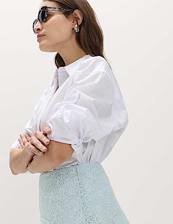 Cotton Rich Lace Midi A-Line Skirt - PT